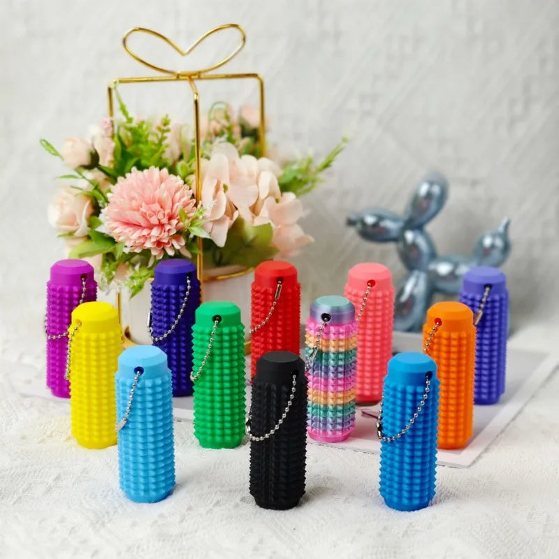 Anxiety Relief Tactile Sensory Keychain - BPA-Free Fidget Toy for Stress Relief at Work - Portable Spiky Grip Tool