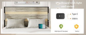 Queen Size Bed Frame With Headboard And 4 Storage Drawers