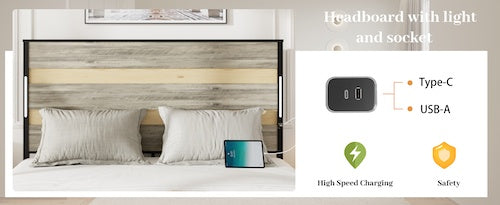 Queen Size Bed Frame With Headboard And 4 Storage Drawers
