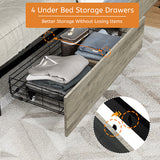 Queen Size Bed Frame With Headboard And 4 Storage Drawers