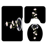 Non Slip Toilet Seat Cover Bath Mat Polyester Waterproof Shower Curtain