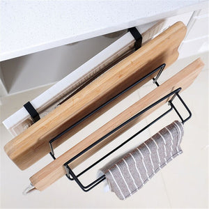 Kitchen Double Layer Towel Rack Hanging Holder Cabinets Shelf