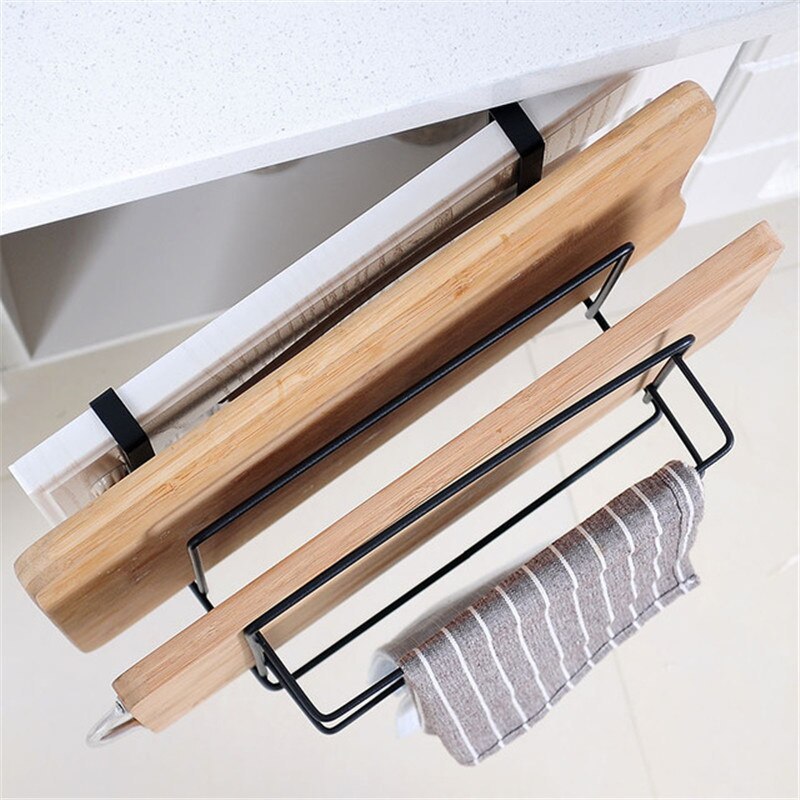 Kitchen Double Layer Towel Rack Hanging Holder Cabinets Shelf