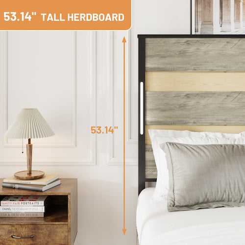 Queen Size Bed Frame With Headboard And 4 Storage Drawers