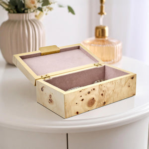 Burl Wood Tabletop Storage Box, Decorative Jewelry Organizer with Lid, Natural Keepsake Box for Dresser or Shelf, 7.5X4.25