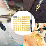Wood Burning Kit with 26 Letters Copper Mold DIY Wood/Leather Burning Set Letter Soldering Iron Stencils Kit Tool US/EU Plug