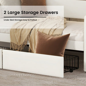 Twin Size Daybed With Drawers, Upholstered White