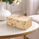 Burl Wood Tabletop Storage Box, Decorative Jewelry Organizer with Lid, Natural Keepsake Box for Dresser or Shelf, 7.5X4.25