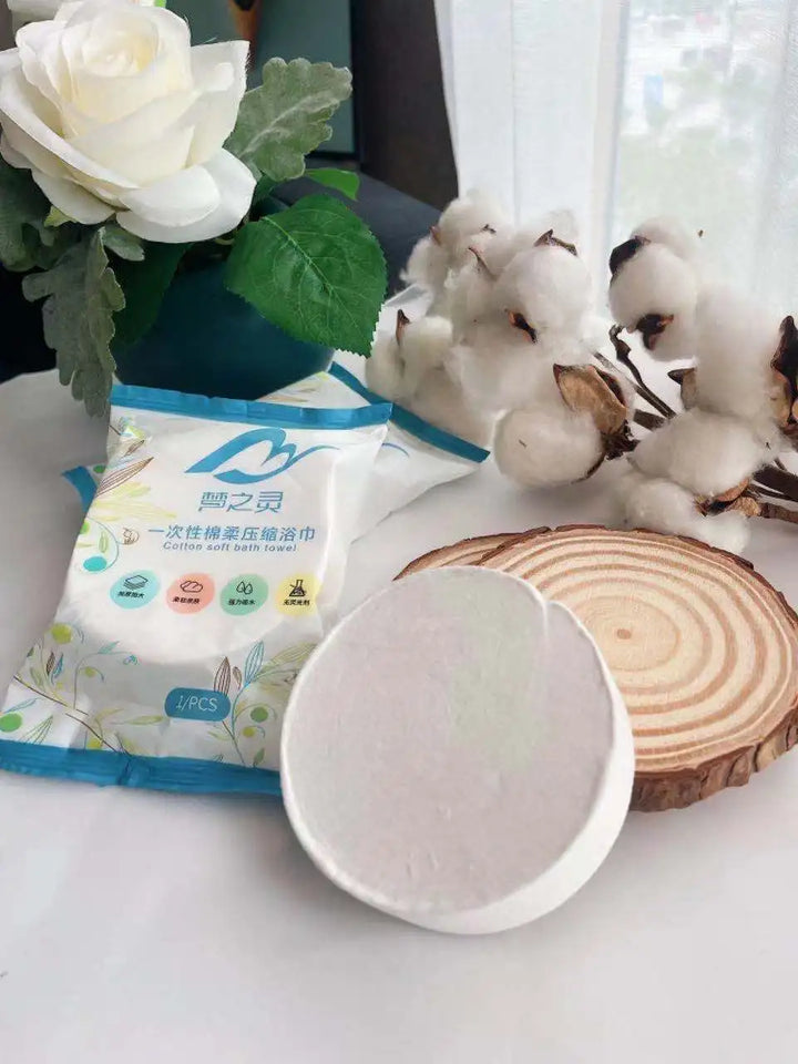 50PCS Disposable Compressed Towelettes Soft Mini Towel Tablets Tissue Wipes Napkin, Organic Biodegradable Portable Magic Towel