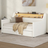 Twin Size Daybed With Drawers, Upholstered White