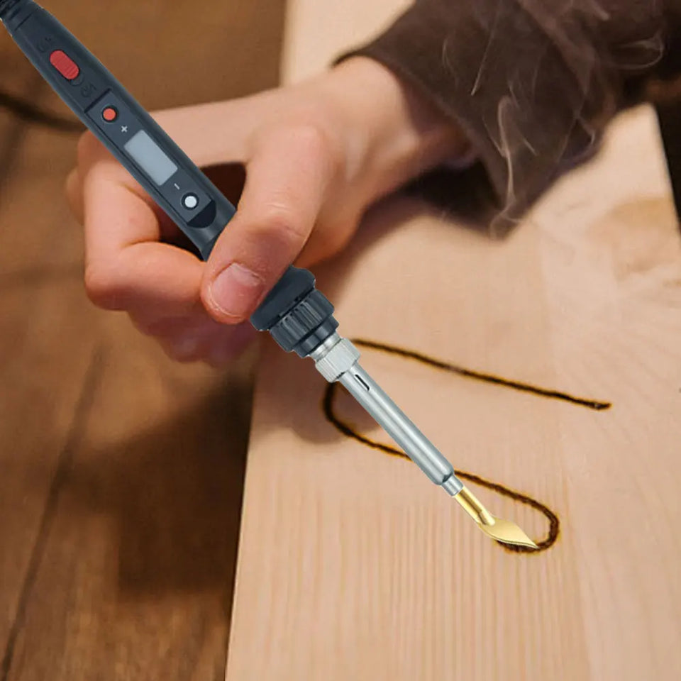 Wood Burning Kit with 26 Letters Copper Mold DIY Wood/Leather Burning Set Letter Soldering Iron Stencils Kit Tool US/EU Plug