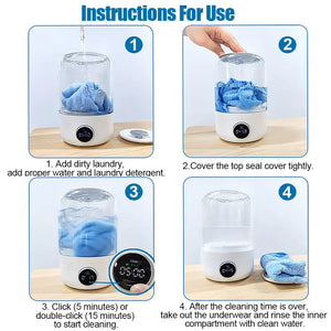Portable Cordless Washing Machine,Usb Rechargeable, Mini Washer for /Underwear/Socks/Baby Clothes Home Travel Laundry Bucket