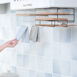 Kitchen Double Layer Towel Rack Hanging Holder Cabinets Shelf