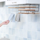 Kitchen Double Layer Towel Rack Hanging Holder Cabinets Shelf