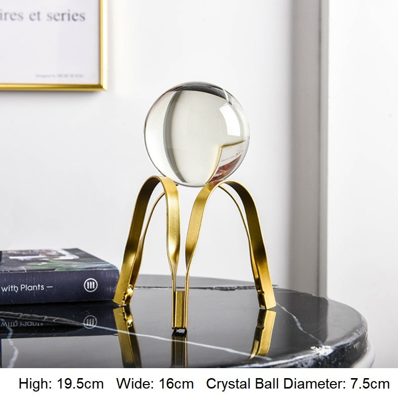 Golden Luxury Modern Metal Crystal Ball Crafts Ornament