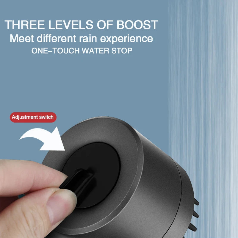 High-Pressure Shower Head 3-Mode Adjustable Spray with Massage Brush Filter Rain Shower Faucet Bathroom Accessories