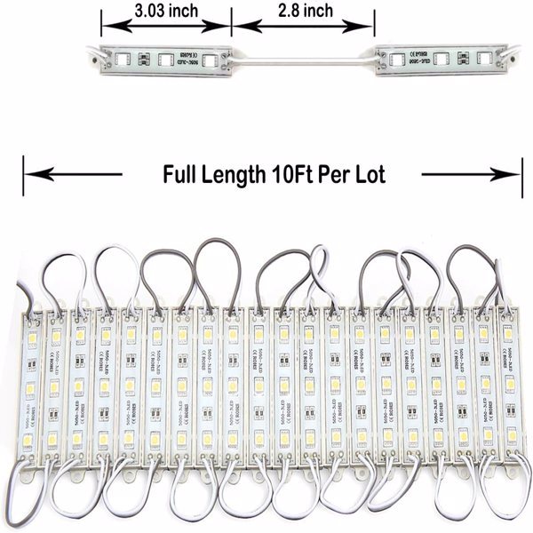 LED Waterproof Module Light, One Board With 60 Lights And 10ft White Light,