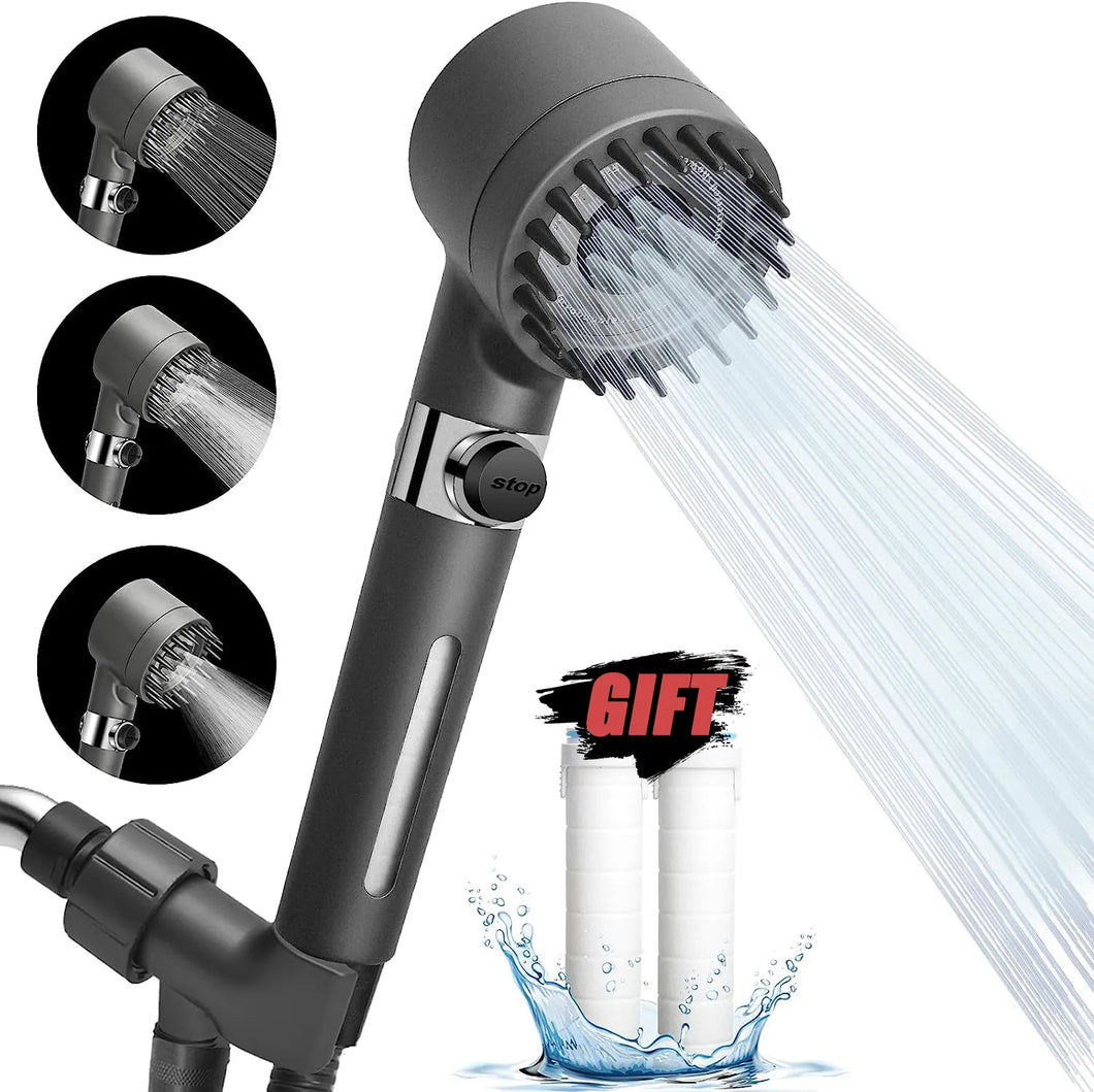 High-Pressure Shower Head 3-Mode Adjustable Spray with Massage Brush Filter Rain Shower Faucet Bathroom Accessories