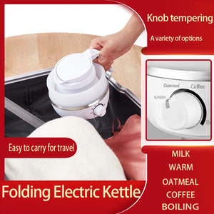 Mini Portable Fold Electric Kettle Thermostat Keep Warm Home Travel Business Automatic Power off Silicone Stainless Steel Safety