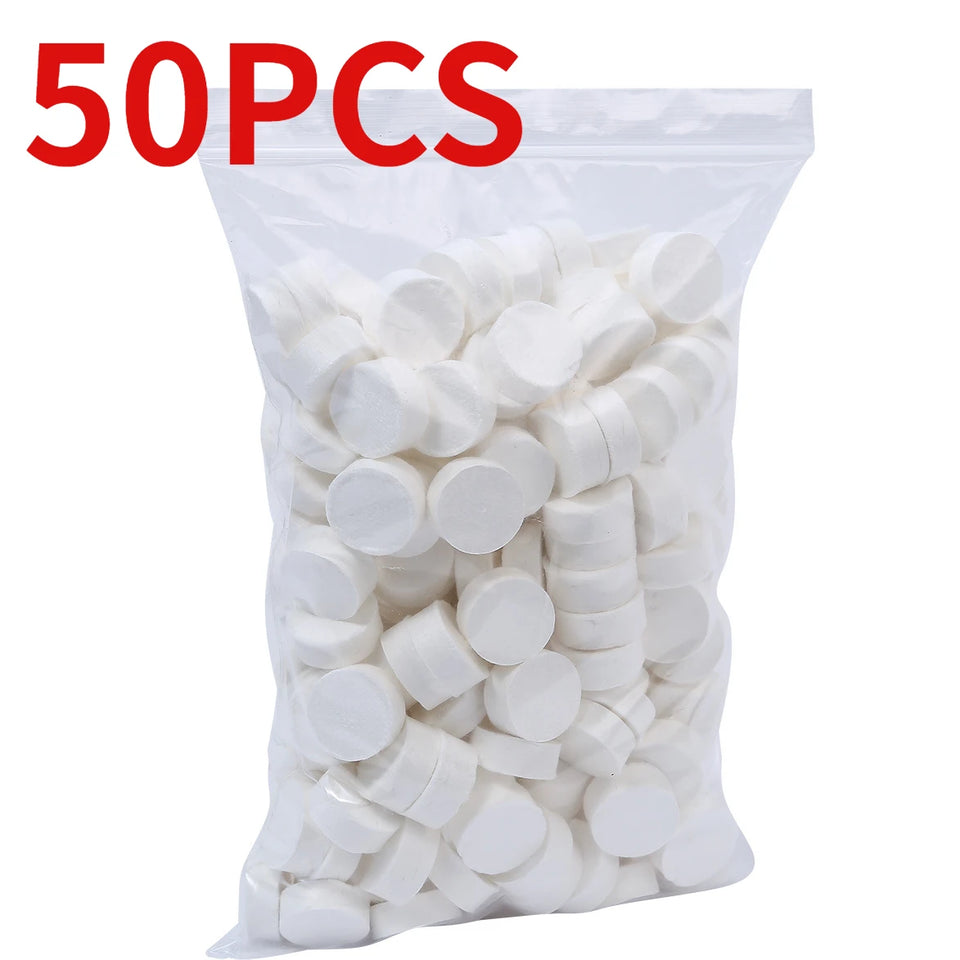 50PCS Disposable Compressed Towelettes Soft Mini Towel Tablets Tissue Wipes Napkin, Organic Biodegradable Portable Magic Towel