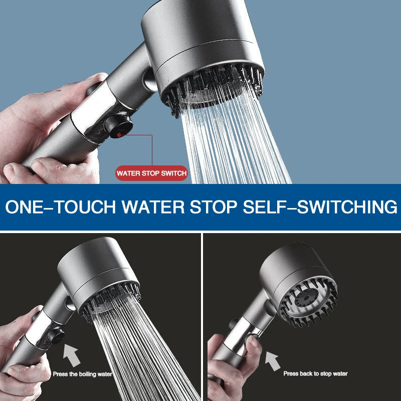 High-Pressure Shower Head 3-Mode Adjustable Spray with Massage Brush Filter Rain Shower Faucet Bathroom Accessories