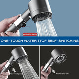 High-Pressure Shower Head 3-Mode Adjustable Spray with Massage Brush Filter Rain Shower Faucet Bathroom Accessories