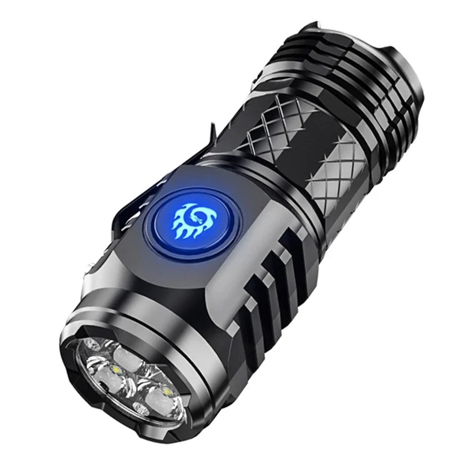 Type-C Rechargeable Super Bright Flashlight 5 Light Mode Waterproof Flashlight Powerful Handheld Flashlight Small LED Flashlight