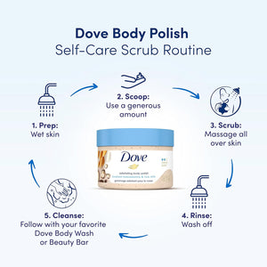 Transform Your Skin with Dove's Luxurious Exfoliating Body Polish - Macadamia & Rice Milk + Pomegranate & Shea Butter (298G Each)