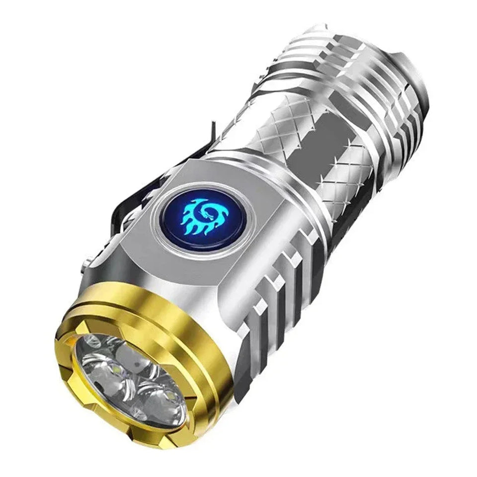 Type-C Rechargeable Super Bright Flashlight 5 Light Mode Waterproof Flashlight Powerful Handheld Flashlight Small LED Flashlight