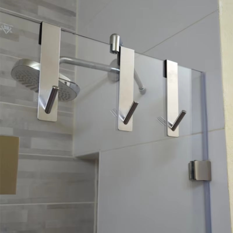 S-Shape Stainless Steel Shower Door Towel Rack - Stylish Bathroom Bathrobe Hanger for Space-Saving Organization