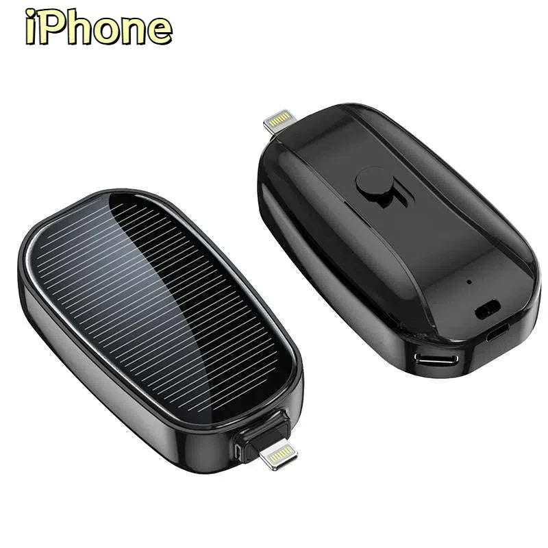 Solar Mini Power Bank Key Ring Portable Charger Compact Outdoor Camping External Battery Emergent Phone Powerbank 1200Mah 2025