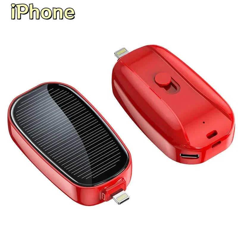 Solar Mini Power Bank Key Ring Portable Charger Compact Outdoor Camping External Battery Emergent Phone Powerbank 1200Mah 2025