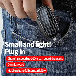 Solar Mini Power Bank Key Ring Portable Charger Compact Outdoor Camping External Battery Emergent Phone Powerbank 1200Mah 2025