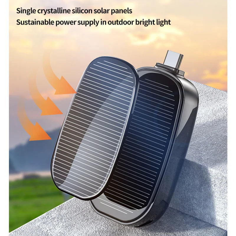 Solar Mini Power Bank Key Ring Portable Charger Compact Outdoor Camping External Battery Emergent Phone Powerbank 1200Mah 2025