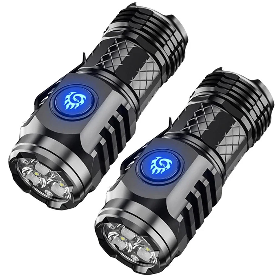 Type-C Rechargeable Super Bright Flashlight 5 Light Mode Waterproof Flashlight Powerful Handheld Flashlight Small LED Flashlight