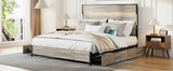 Queen Size Bed Frame With Headboard And 4 Storage Drawers