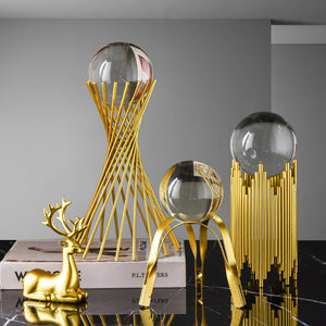 Golden Luxury Modern Metal Crystal Ball Crafts Ornament