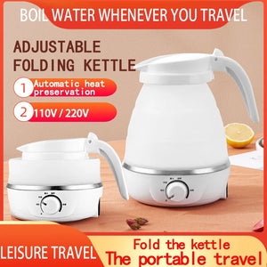 Mini Portable Fold Electric Kettle Thermostat Keep Warm Home Travel Business Automatic Power off Silicone Stainless Steel Safety