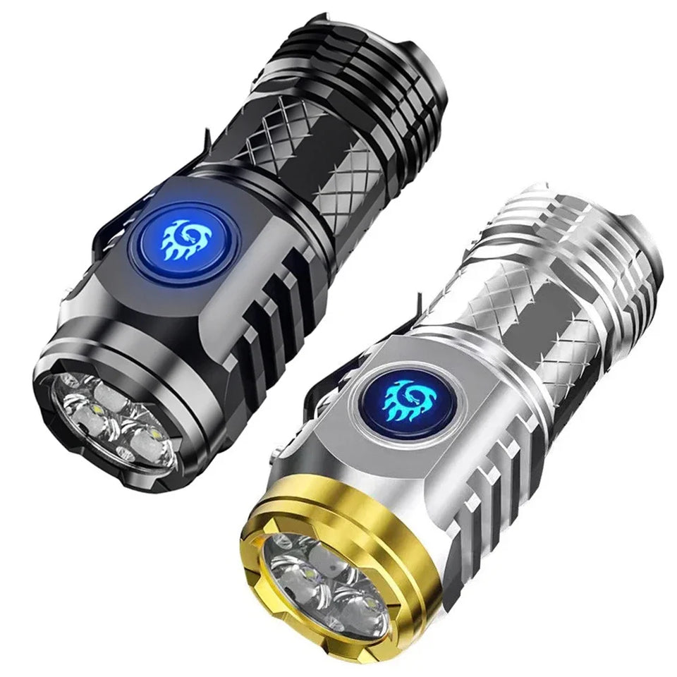 Type-C Rechargeable Super Bright Flashlight 5 Light Mode Waterproof Flashlight Powerful Handheld Flashlight Small LED Flashlight