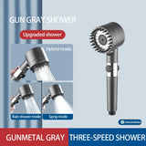 High-Pressure Shower Head 3-Mode Adjustable Spray with Massage Brush Filter Rain Shower Faucet Bathroom Accessories