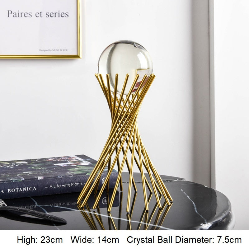 Golden Luxury Modern Metal Crystal Ball Crafts Ornament