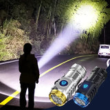 Type-C Rechargeable Super Bright Flashlight 5 Light Mode Waterproof Flashlight Powerful Handheld Flashlight Small LED Flashlight