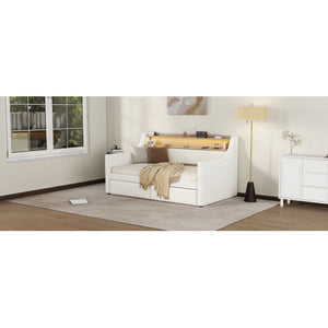 Twin Size Daybed With Drawers, Upholstered White