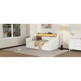 Twin Size Daybed With Drawers, Upholstered White